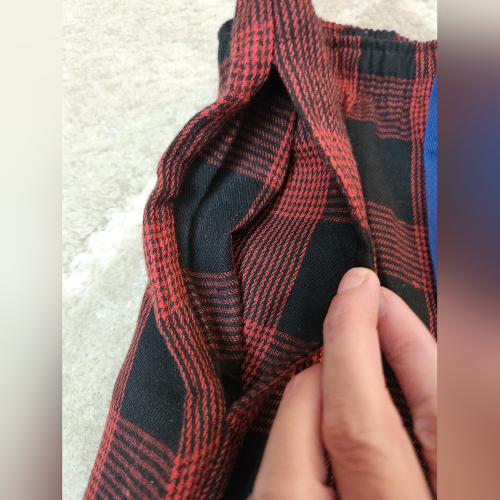 Plaid Red and Black Flannel Men's Small Pajama Lounge Pants Cotton Blend - Picture 4 of 8